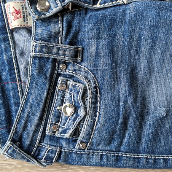 True religion light wash rhinestone straight jeans size 25 - Picture 4 of 13